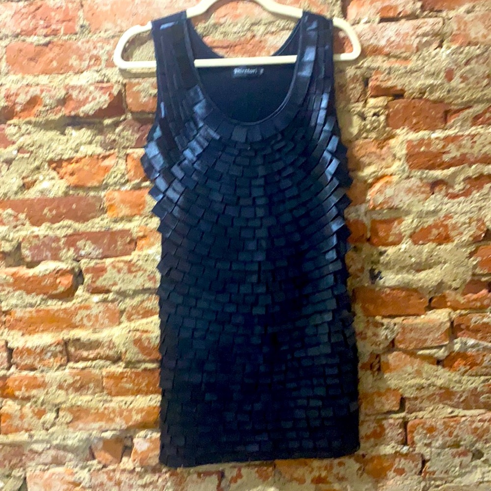 Shiratori Leather Look Ribbon Dress